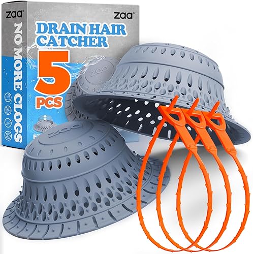 zaa Paquete de 2 protectores de drenaje de tina plegables de silicona para desagües emergentes y regulares de bañera, baño, bañera y ducha