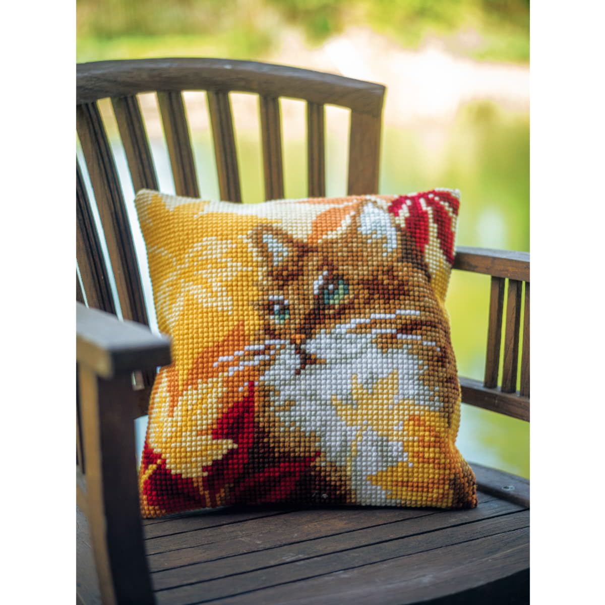 VERVACO Kreuzstich Set Katzen Auf Dem Mond - Kissen Stickerei 40x40cm