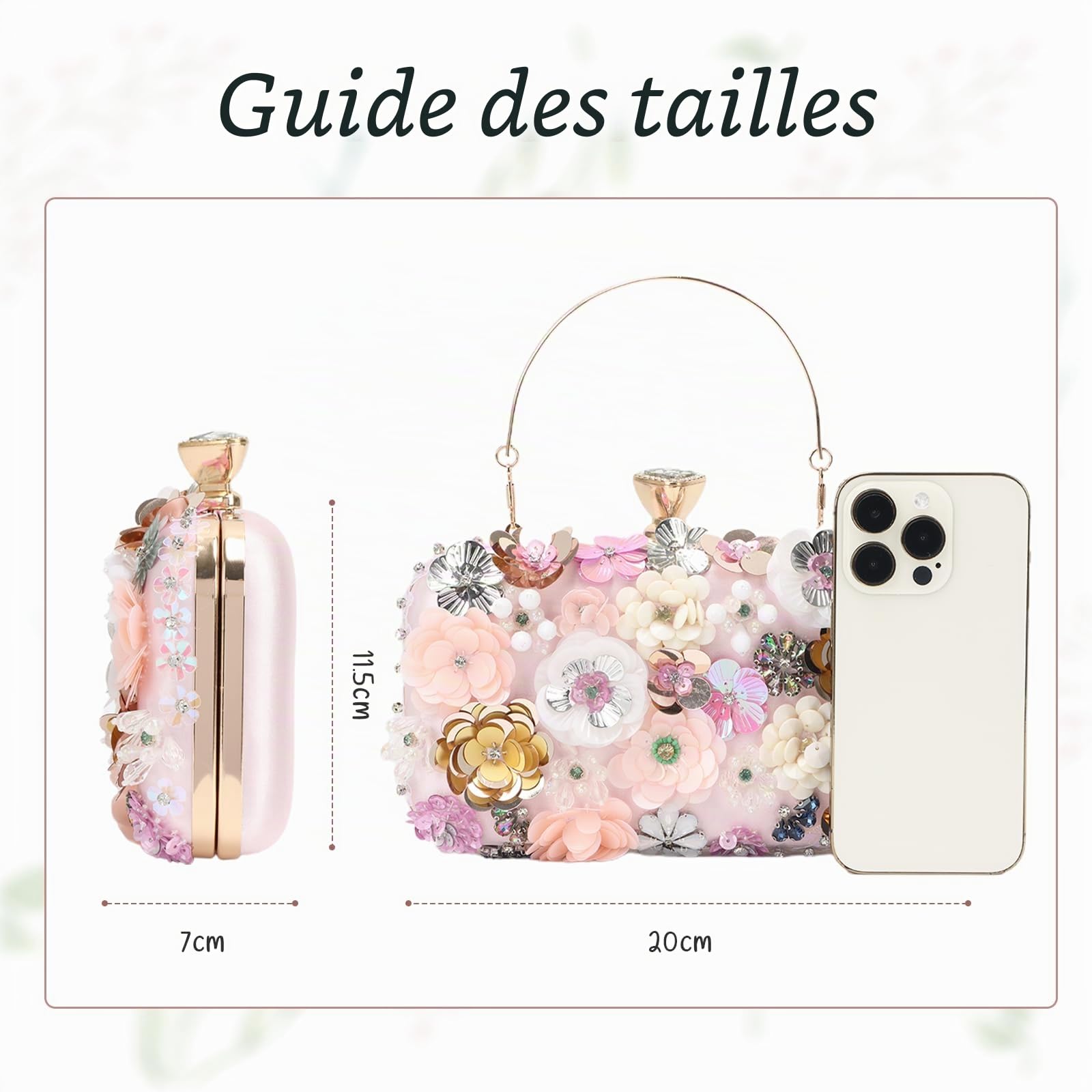 LHHMZ Sac à main fleuri pour femme, Sacs à fleurs faits à la main,Sacs à main pour mariage de la mariée
