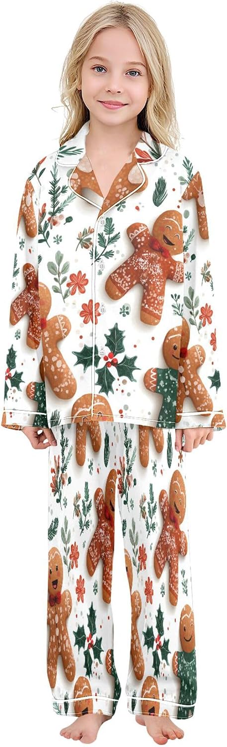 Silk Pajama Sets Long Sleeve Pajamas Soft Sleepwear 2 Piece Pjs Set