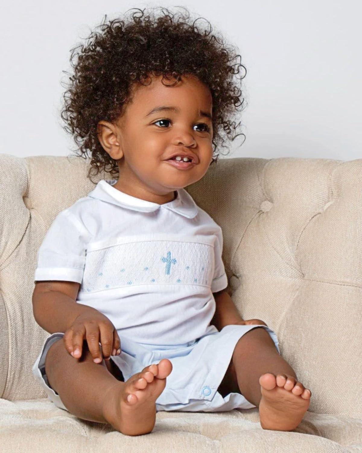 Carriage Boutique Hand Smocked Cross Bobbie Suit - Christening Outfits for Boys - Baptism Outfits for Boys - Designed in USA