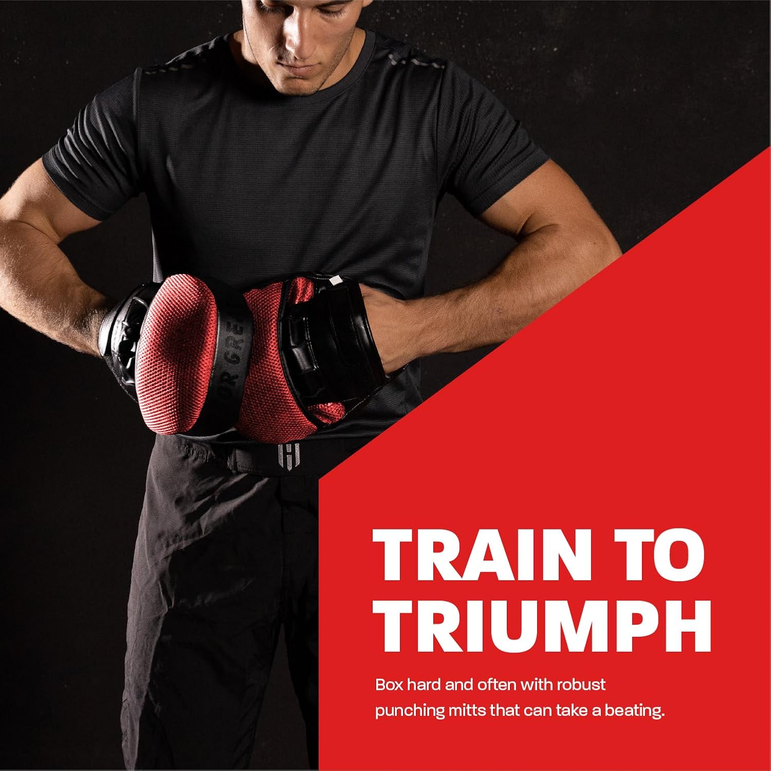 Hawk Sports Boxing Mitts Curved Punching Mitts with EVA Foam Padding, Heavy Duty Leather Focus Mitts for Boxing & MMA Training, Ultra Comfy, Light, & Durable Ambidextrous Punching Pads - Red image 5