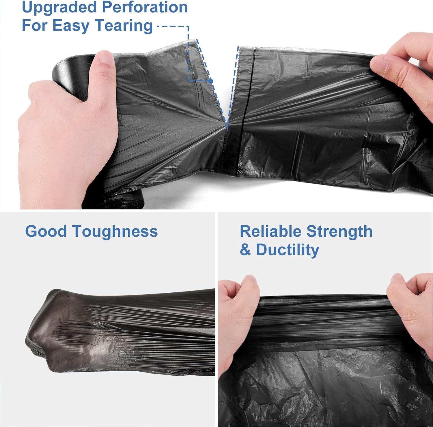 Bolsas de basura negras biodegradables de 8 galones, bolsas de basura altas compostables para cocina, 80 unidades, reciclaje, sin perfume, oficina, exteriores, gruesas, fuertes, tamaño mediano, para