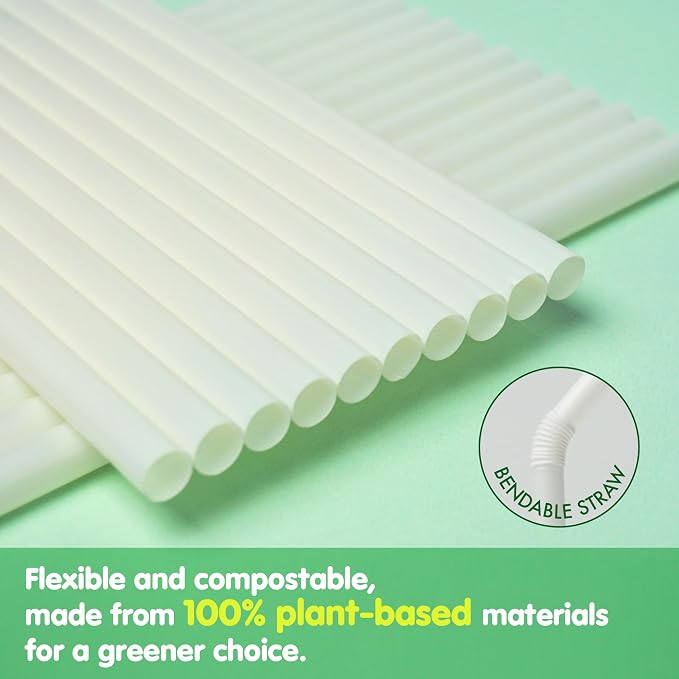 200 pitillos flexibles compostables de PLA 8.25 pulgadas miniatura 4