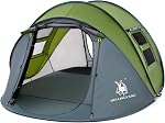 Easy to deploy tent for 4 people, 9.5 "x 6.6" x 52 ", Automatic waterproof tent, 2 doors - Instant family tents for camping, hiking and travel