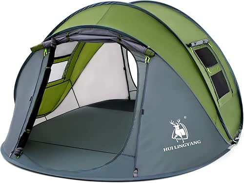 4 Person Easy Pop Up Tent,9.5’X6.6’X52'',Waterproof, Automatic Setup,2 Doors-Instant Family