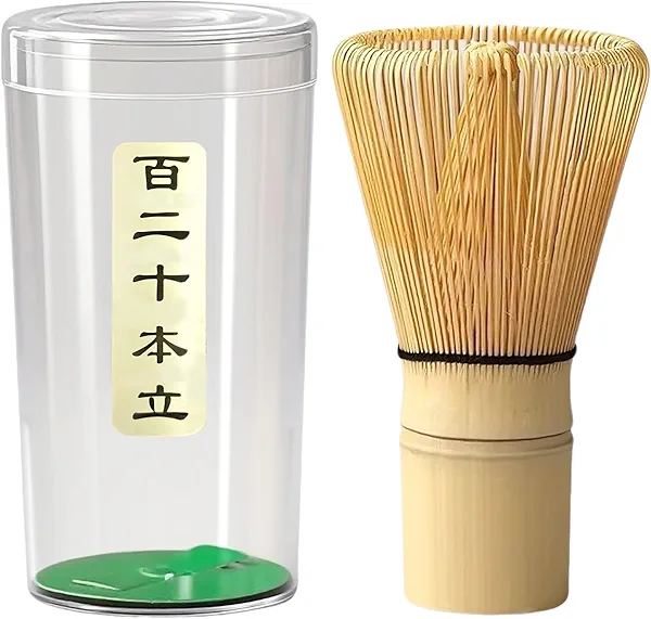 Inoostar Delicate Matcha Whisk 120-Prong Handcrafted Bamboo Chasen, Organic Japanese Traditional Stirrer - Matcha Tea Whisk Mixer for Authentic Matcha Making