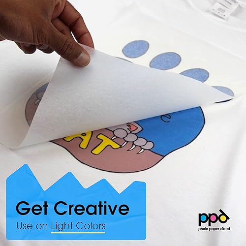 Miniatura 8 de PPD - Papel de transferencia térmica para camisetas de color claro para impresora de inyección de tinta, LTR, paquete de 100 hojas de 8.5 x 11
