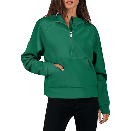 ANRABESS Half Zip Sweatshirts Cropped Hoodies Fleece Womens Quarter Zip Up Pullover Sweaters Fall Outfits 2023 Winter Clothes