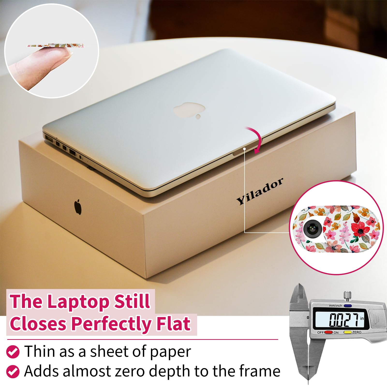 Yilador Funda para cámara portátil (3 unidades), funda ultrafina para cámara web para iPhone, iPad, MacBook Pro, computadora, iMac, teléfono celular, PC, accesorios, bloqueador de cámara de 0.04