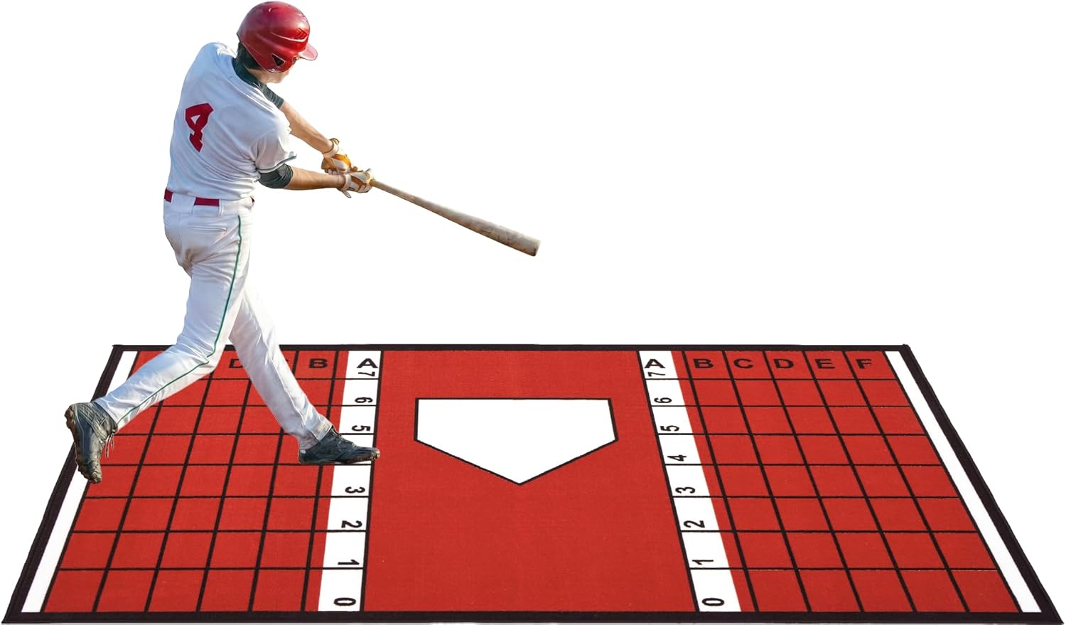 Baseball and Softball Hitting Mat, 7mm Thickened, Anti-Curl Reinforced Edge Wrapping Batting Mat with Grid Alignment, Anti Slip TPR Base, Home Plate Mat for Garage Backyard, 6.5x4 ft