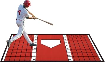 ZEALFEEL Baseball and Softball Hitting Mat, 7mm Thickened, Anti-Curl Reinforced Edge Wrapping Batting Mat with Grid Alignment, Anti Slip TPR Base, Home Plate Mat for Garage Backyard, 6.5x4 ft