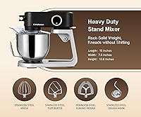Vista 8 de Stand Mixer All Metal - Heavy Duty Kitchen Standing Mixer 5.3 Quart with 4 Stainless Steel Attachments, DC Motor & Multifunctional Power Hub