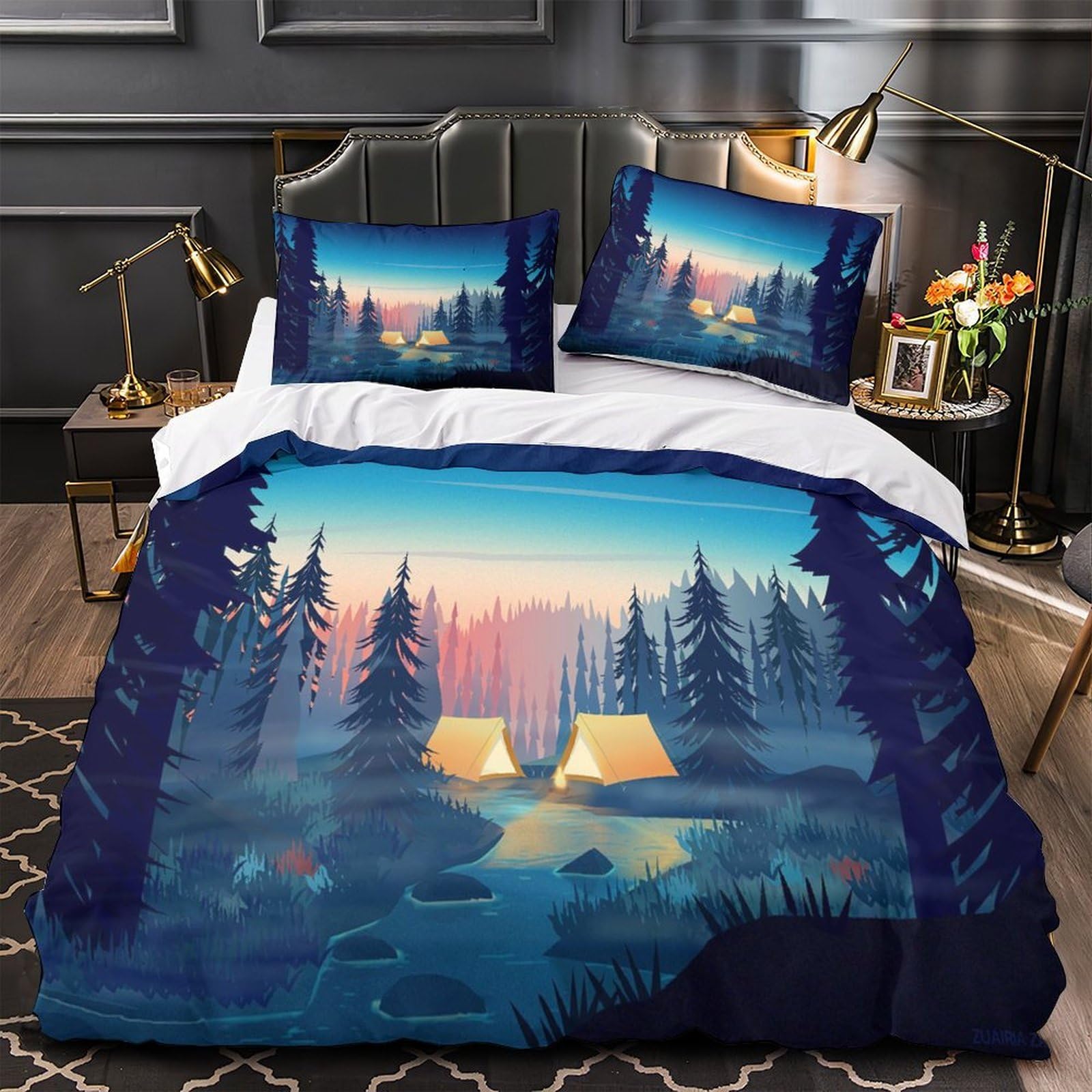 Housse de couette chat calico parure de lit fantaisie pour chambre garçon