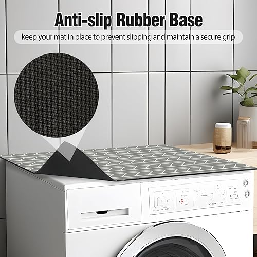 Miniatura 4 de 2 fundas para lavadora y secadora para la parte superior, 27 x 27 pulgadas, antideslizante, de silicona, para lavadora, secadora, a prueba de polvo