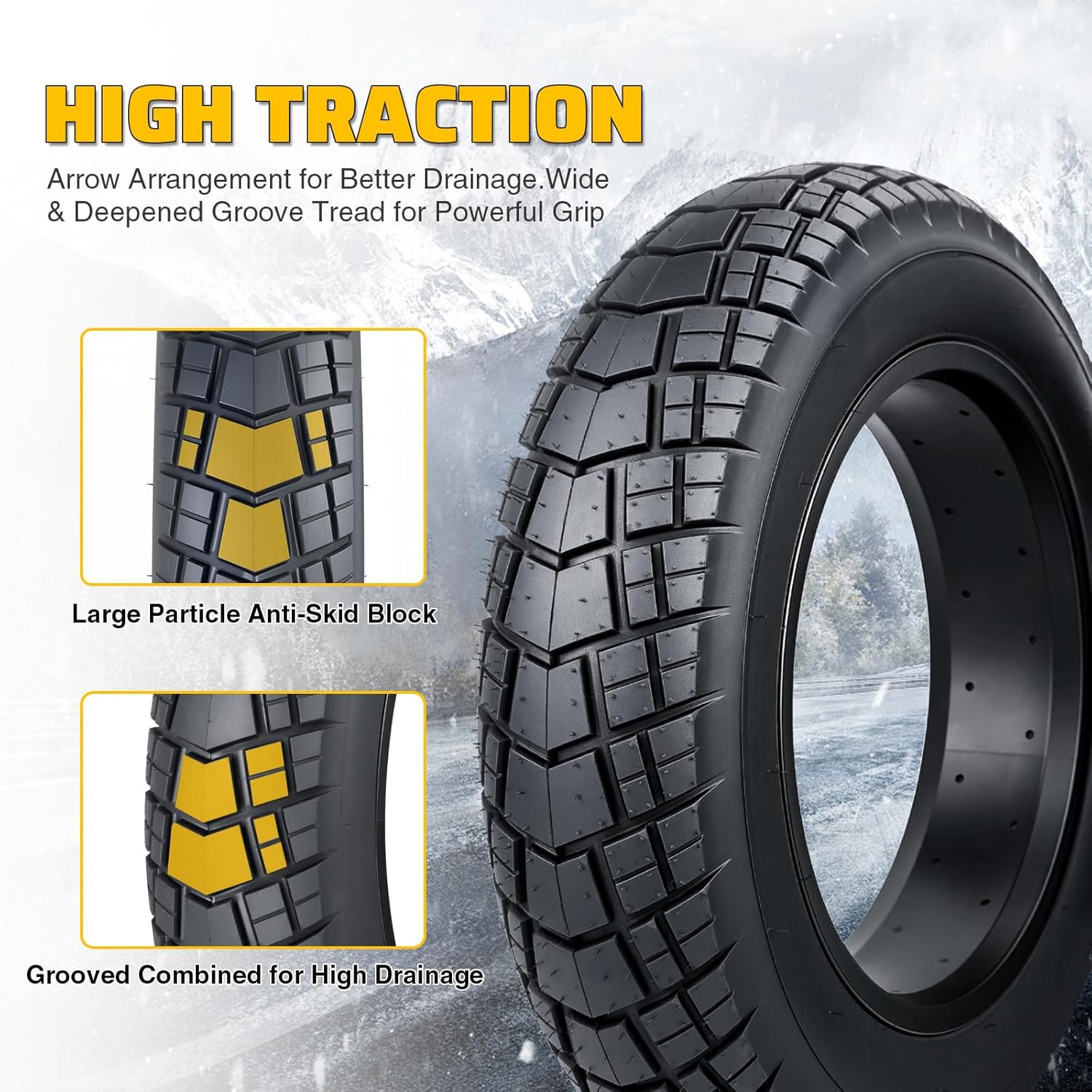 ZUKKA 16/20/26x4.0 E-Bike Tire 2 Pack Fat Tire High Performance Fat Tire Replacement Tire Folding Mountain Bike Tire High-Density Bike Tires for MTB E Bikes