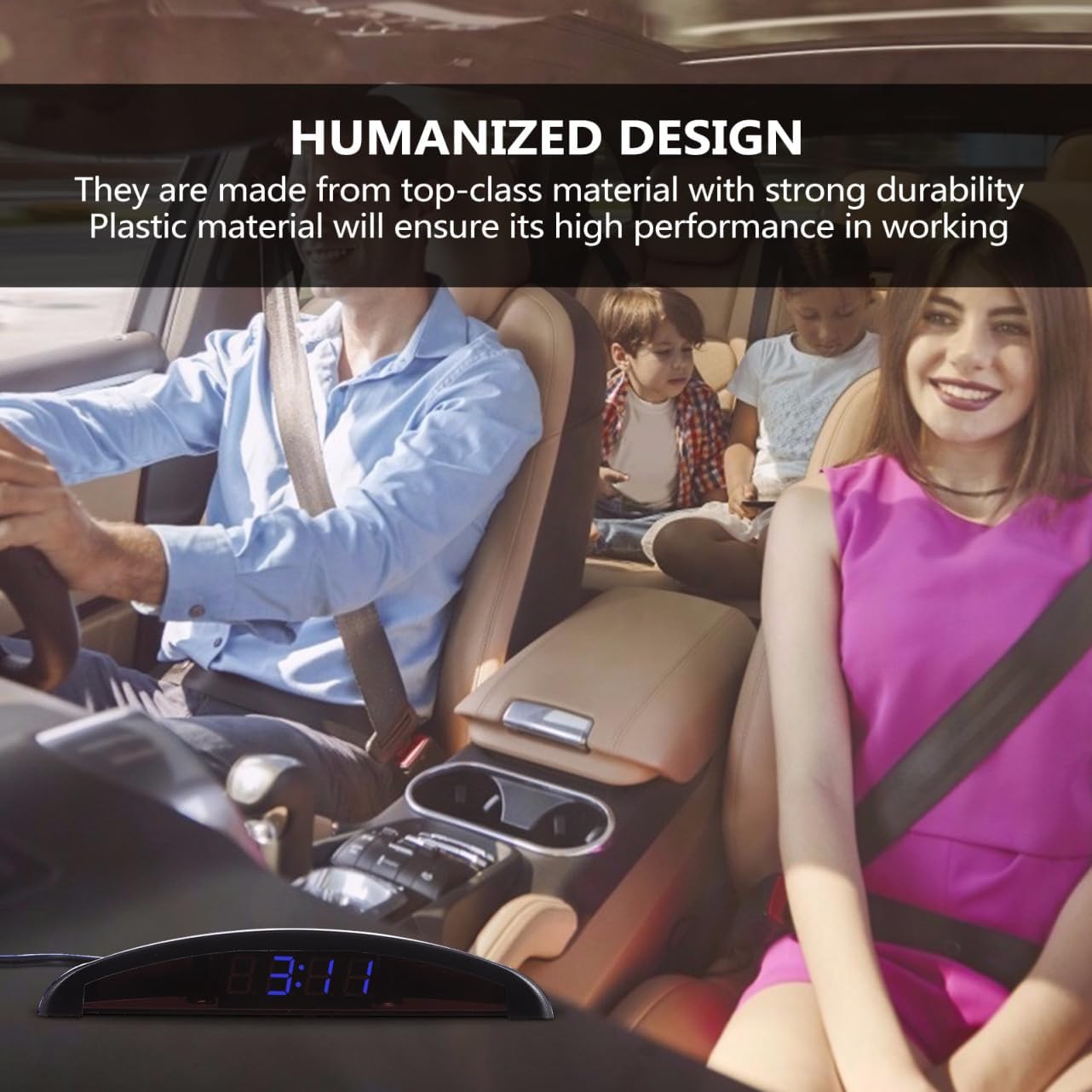 Mikinona Car Clock with Luminous Display Multi-Function Vehicle Digital and Temperature Gauge Led Dashboard Voltmeter for Auto Interior Durable and Easy to Read