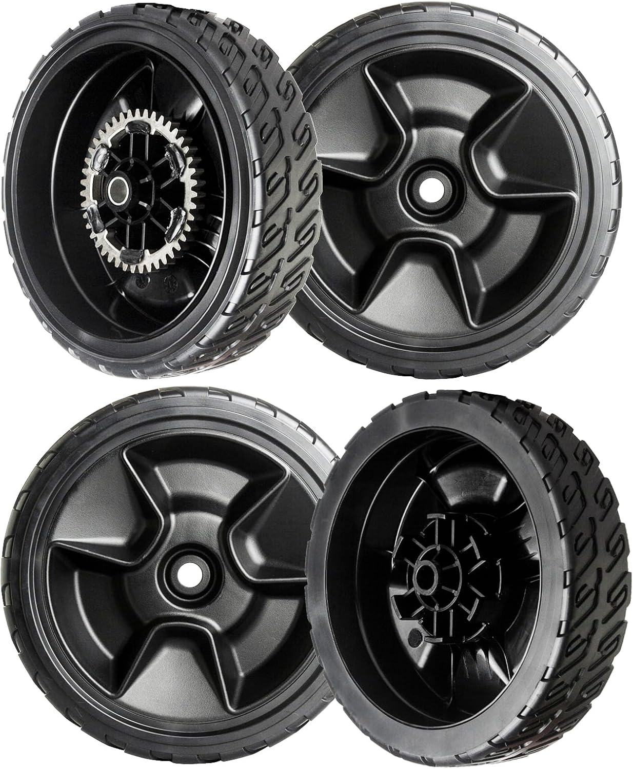 Lawn Mower Wheels Kit for 2X 42710-VR8-N00ZA + 2 44710-VR8-N00ZA - Compatible with Honda HRN216 Walk Behind Lawn Mower - 8 Inch