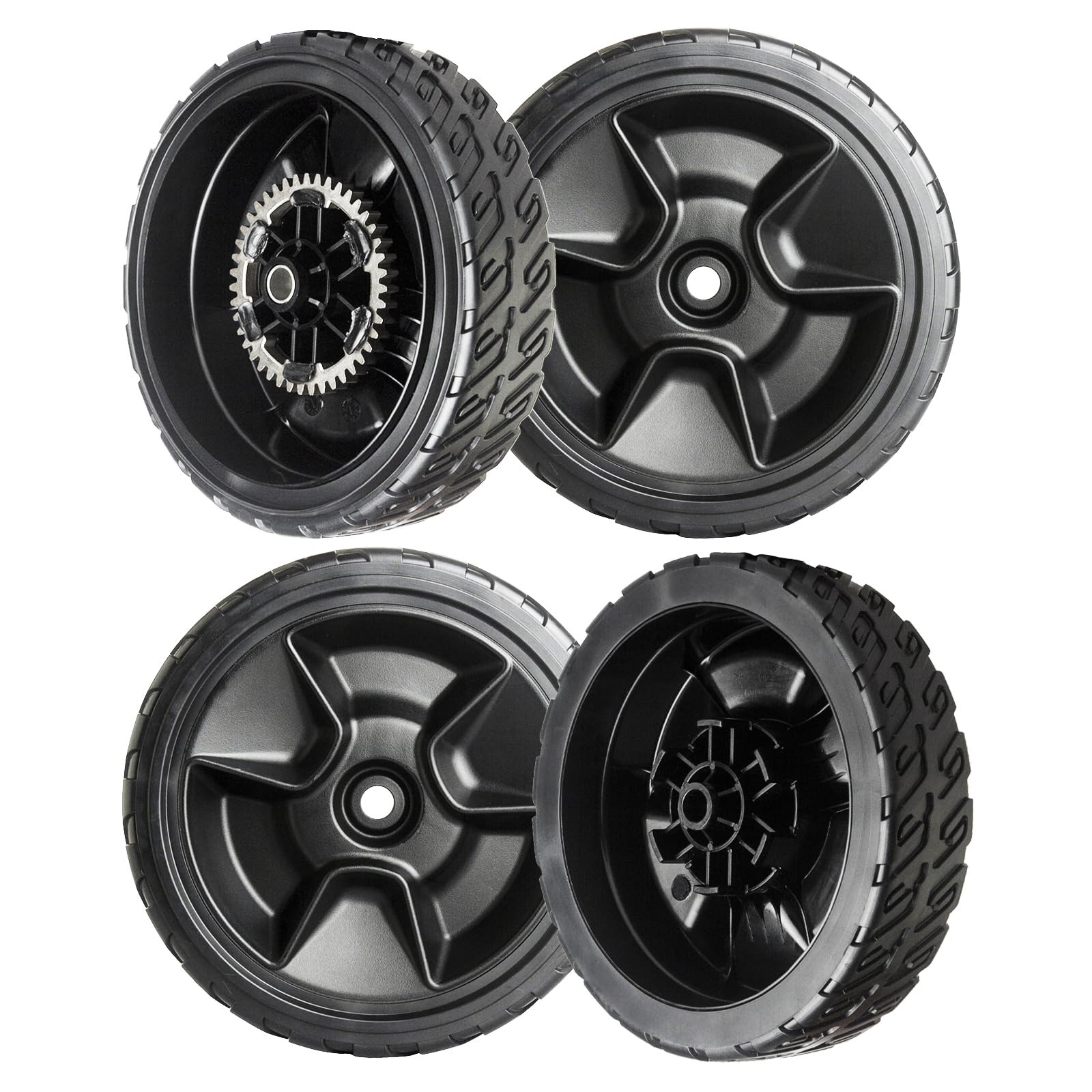 Kit de ruedas para cortacésped 2X 42710-VR8-N00ZA + 2 44710-VR8-N00ZA - Compatible con cortacésped Honda HRN216 Walk Behind - 8 pulgadas