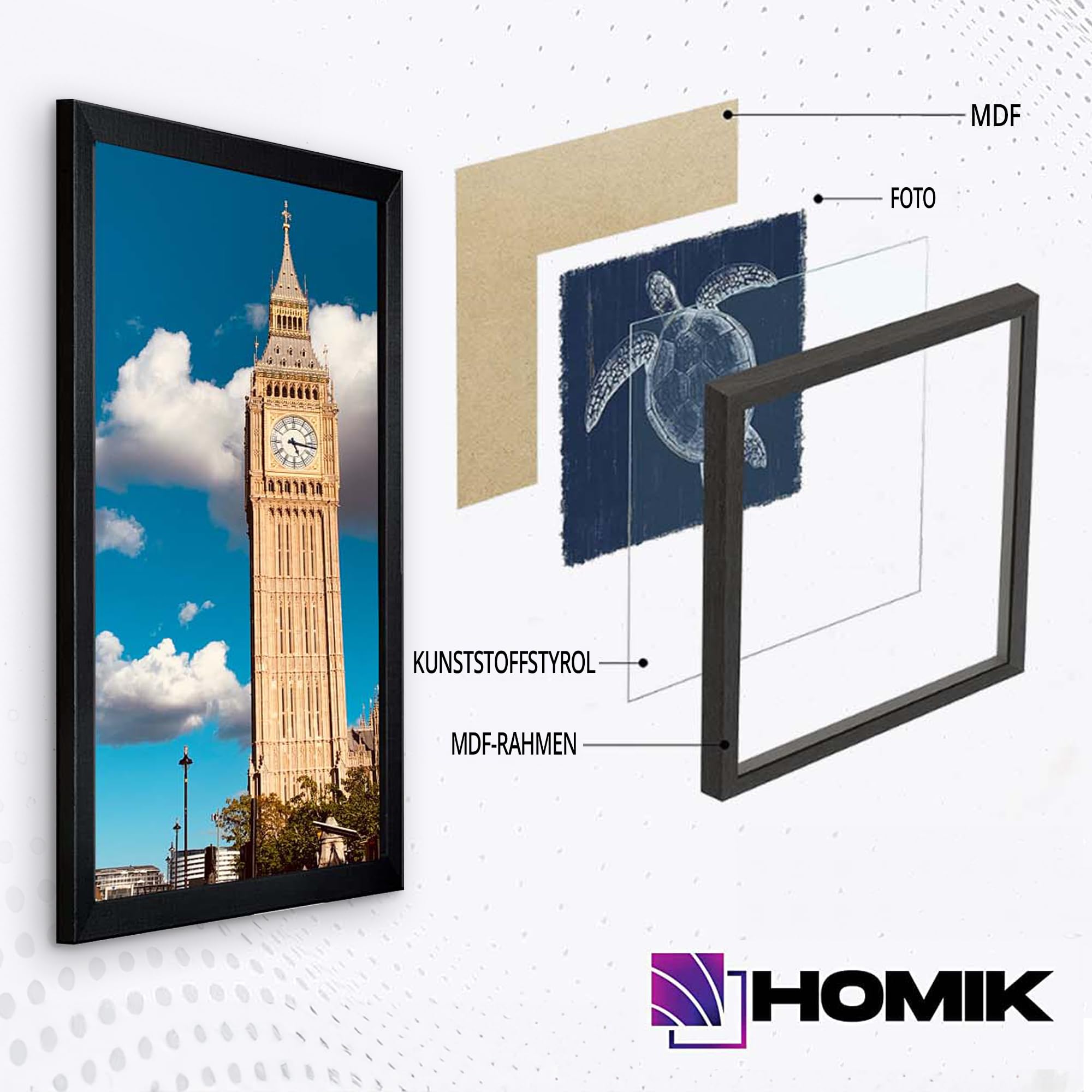 Bilderrahmen A3 | 7x Rahmen A3 mit Acryl-Sicherheitsglas Glas Bilderrahmen din A3 – Heimdekoration Bilderrahmen Schwarz | Ideal zum Verschenken und zum Aufhängen an der Wand