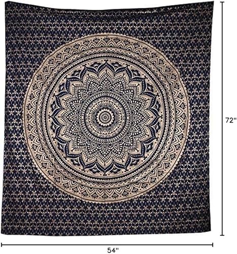 Miniatura 4 de Bless International Tapiz hippie tradicional indio de mandala para colgar en la pared, tapiz de algodón degradado bohemio (individual (54 x 72
