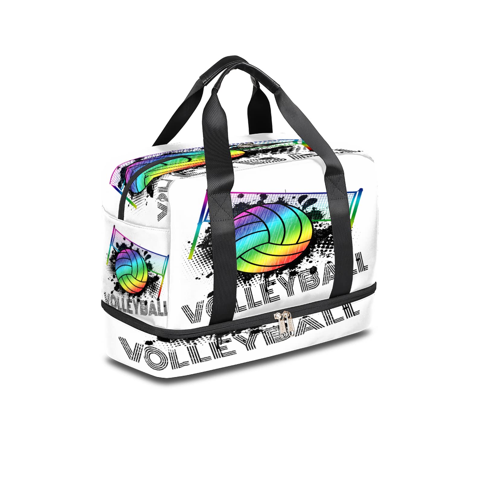 TropicalLifeSport Volleyball Travel Duffel Bag Sports Tote Gym Bag,Ball Waterproof Weekender bag Overnight Bag with Shoes Compartment for Men Women 16.14 x 8.27 x 11.81 inch