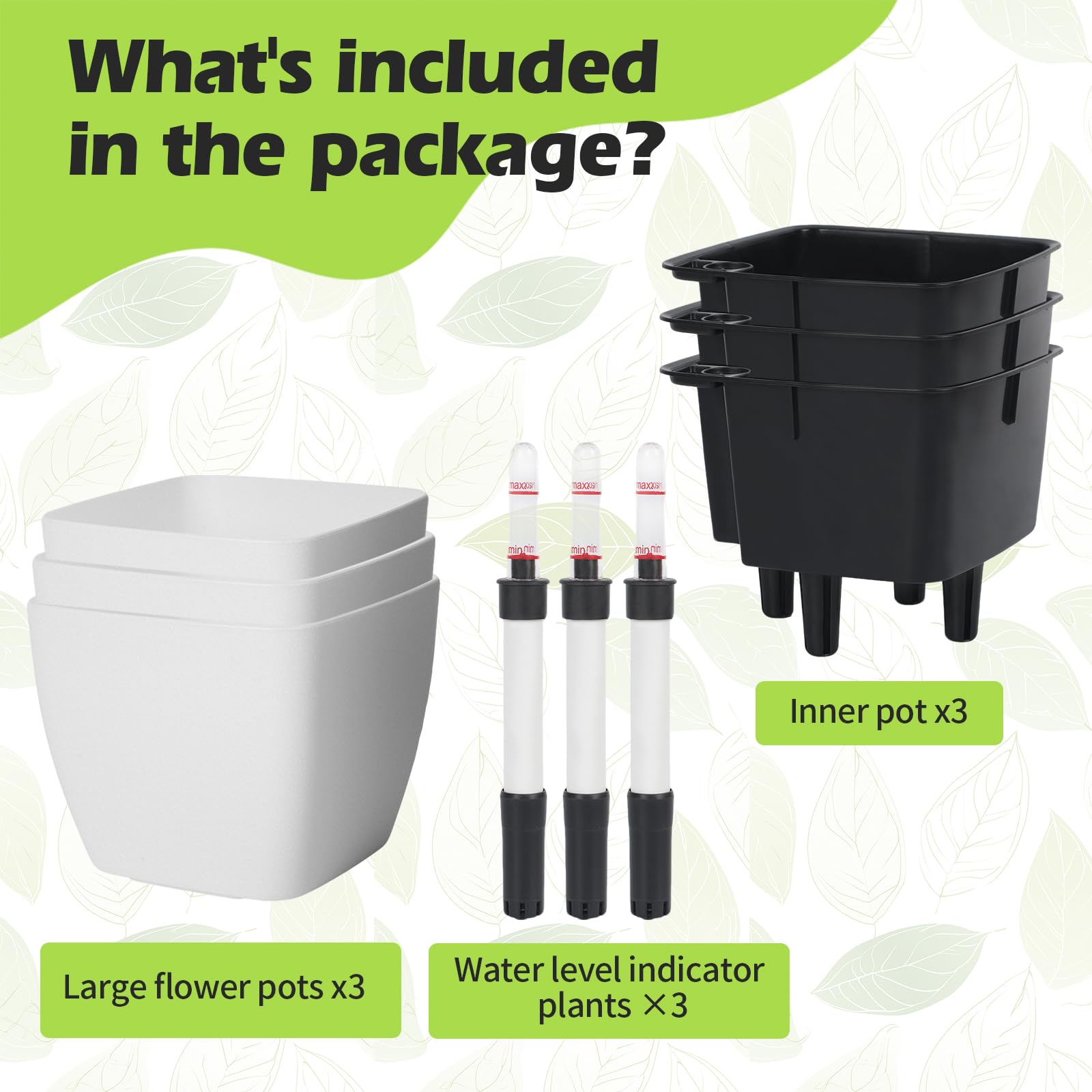 Lot de 3 Pot de Fleur Interieur à Auto-Arrosage 18cm, Cache Pot Plante Interieur Translucide et Respirant en Plastique, Pot Plante Intérieur Durable pour Maison, Bureau et Balcon