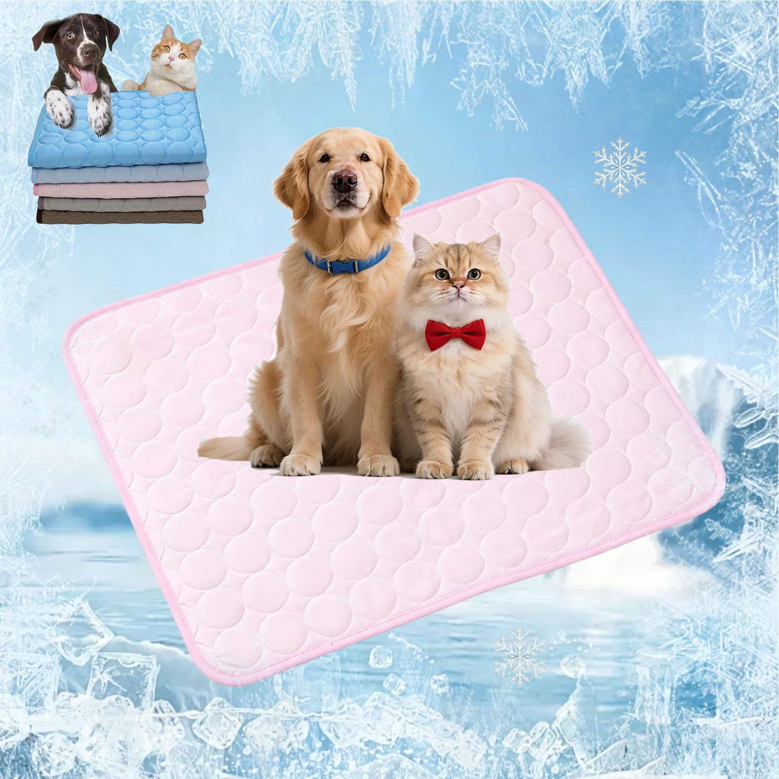 Chillpaws Cooling Mat, Ice Silk Pet Cooling Mat(Pink,2XL-145x100cm)