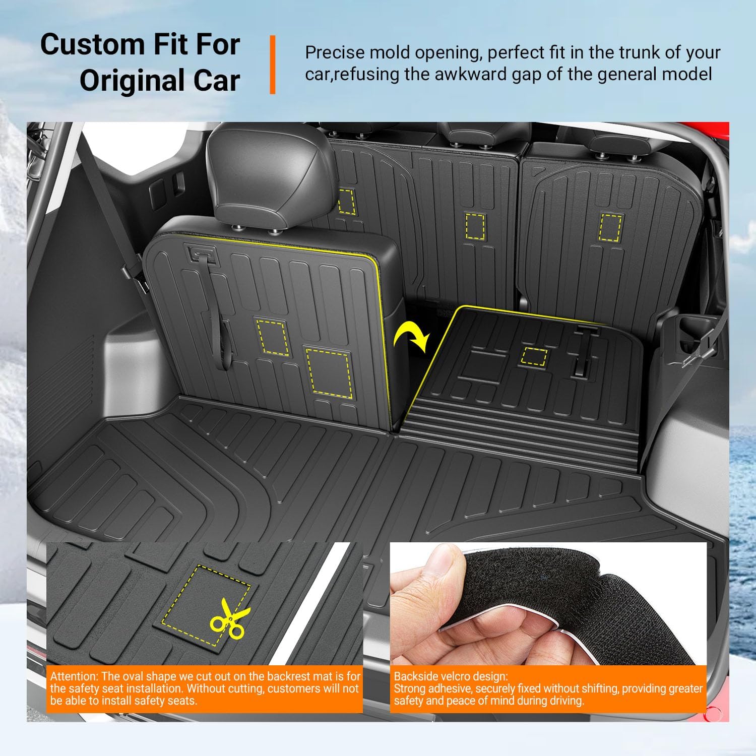 powoq 6&7 Seats Floor Mat Cargo Liner Compatible with 24-26 KIA EV9 Trunk Mat 2nd Backrest Liner TPE Cargo Mat Replacement for 2024 2025 2026 KIA EV9 Accessories - Image 2