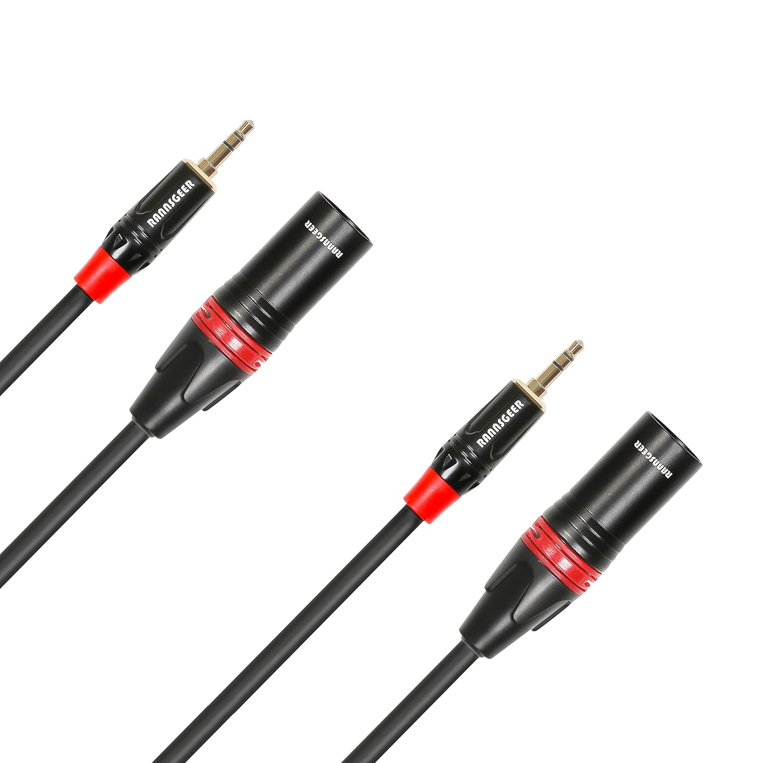 Rannsgeer Rannsgeer 3.5mm TRS 스테레오에서 XLR 남성 1 피트 케이블(1 피트 2 팩)