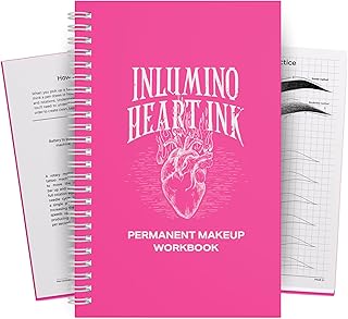 PMU Practice Workbook – 55 -Page Permanent Makeup Training Book for Use with Rotary PMU Pen & Ballpoint Cartridges – Curriculum for Brows, Lips, Eyeliner & Tattoo Mapping