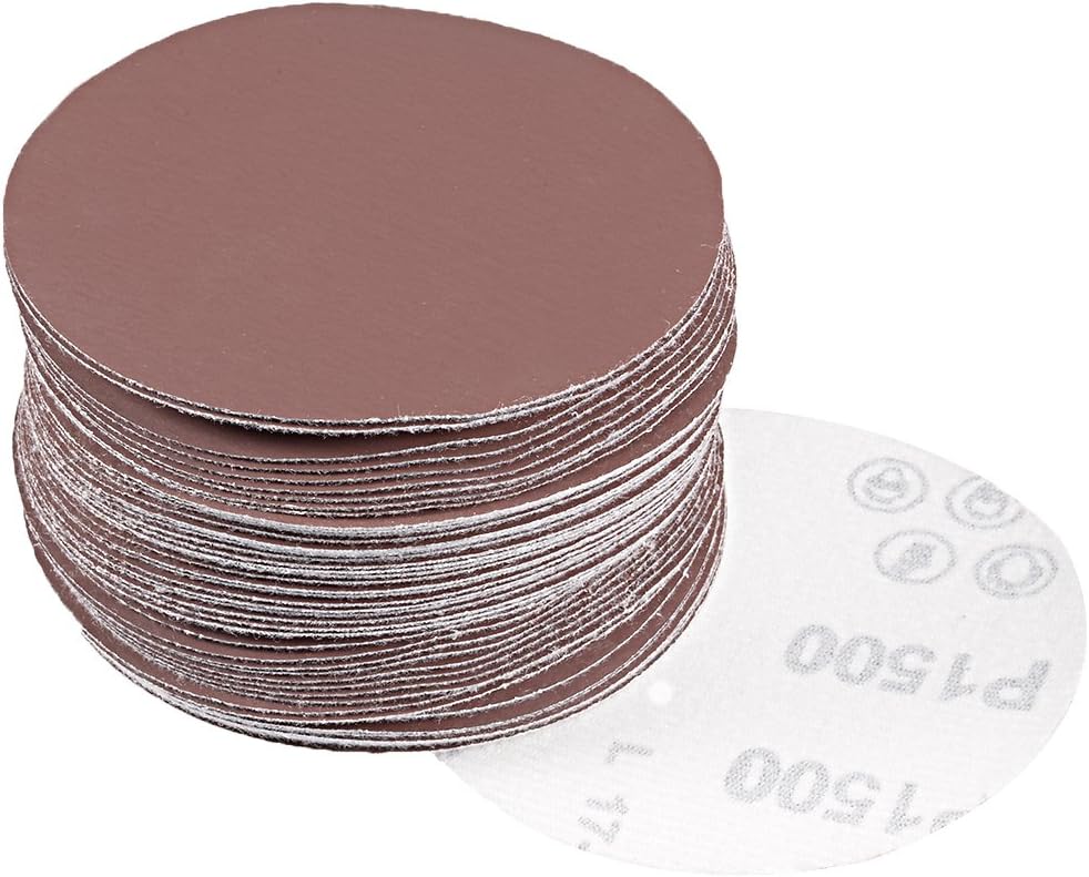 sourcingmap 50Pcs 4 Inch Hook and Loop Sanding Disc 1500 Grits Flocking Sandpaper for Random Orbit Sander Brown