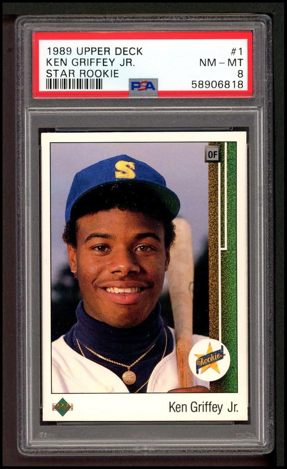 1989 Upper Deck Baseball #1 Ken Griffey Jr. Rookie Card Graded PSA 8 Near Mint to Mint