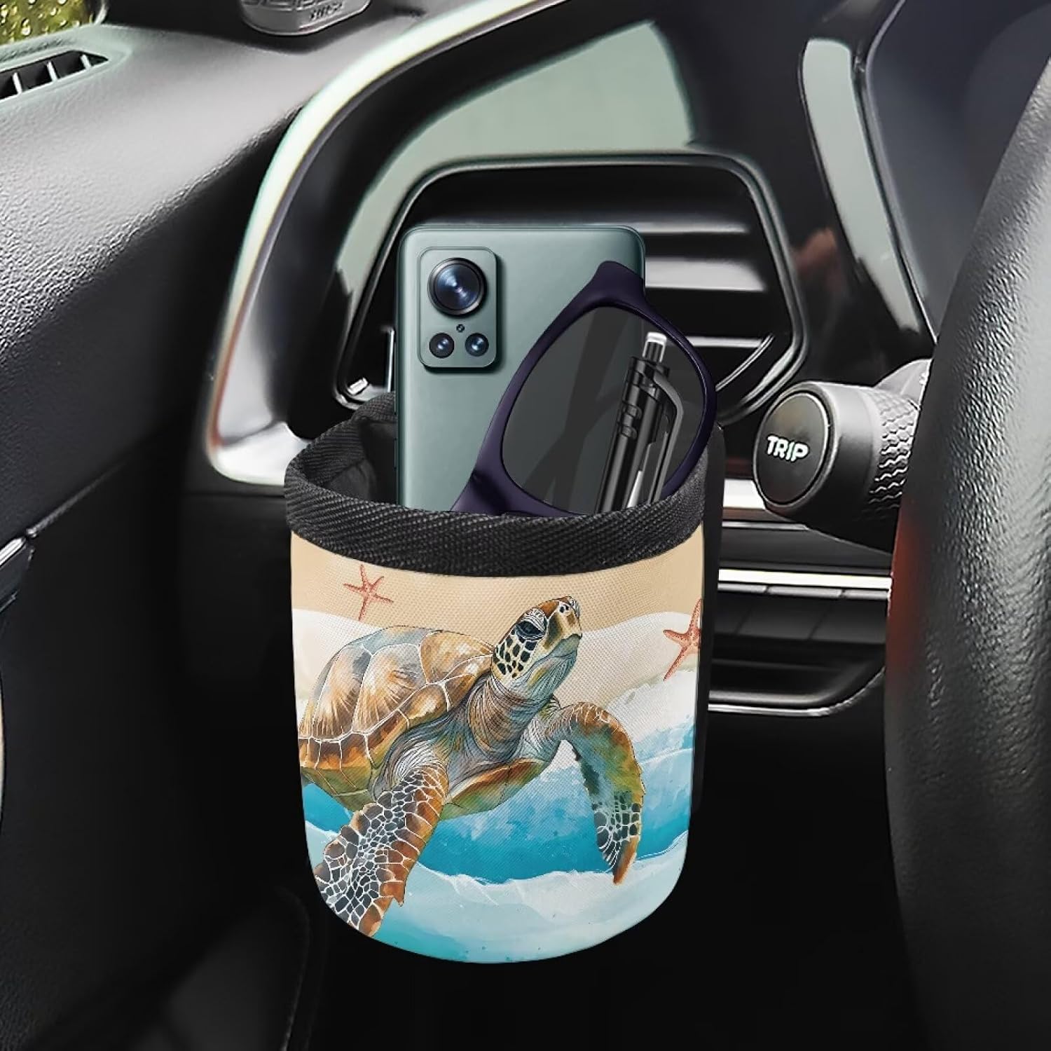 Renewold Air Vent Car Tray Sea Turtle Cell Phone Holder Car Storage Organizer Coin Holder Pocket Keys Case Sunglasses Bag Pouch Card Box Auto Accessories Universal with Hook Easy Install