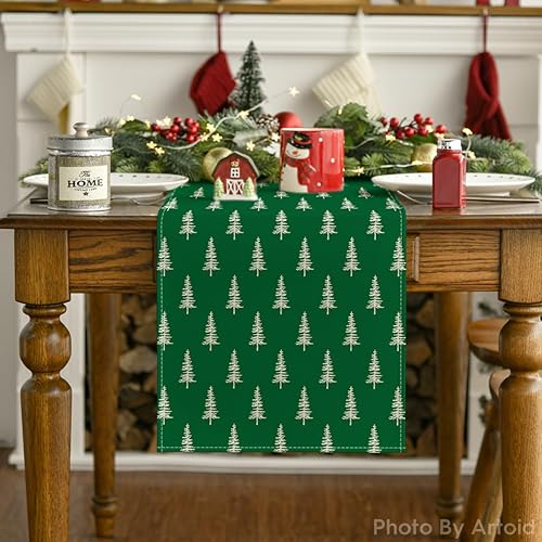 Miniatura 13 de Artoid Mode Red Xmas Tree Christmas Table Runner, Seasonal Winter Kitchen Dining Table Decoration for Home Party Decor 13x72 Inch