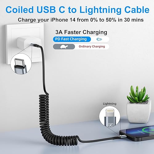 Miniatura 2 de Cable USB C a Lightning 3 pies + 6 pies, paquete de 2 cables de carga rápida para iPhone certificado Apple MFi, cable corto USBC para iPhone