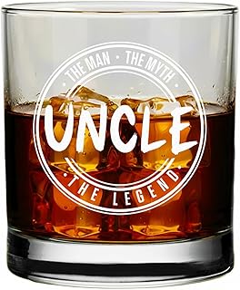 Veracco The Man The Myth Uncle The Legend Whiskey Glass Funny Birthday Gifts Fathers Day Birthday Gifts For New Dad Daddy Stepdad (Clear)