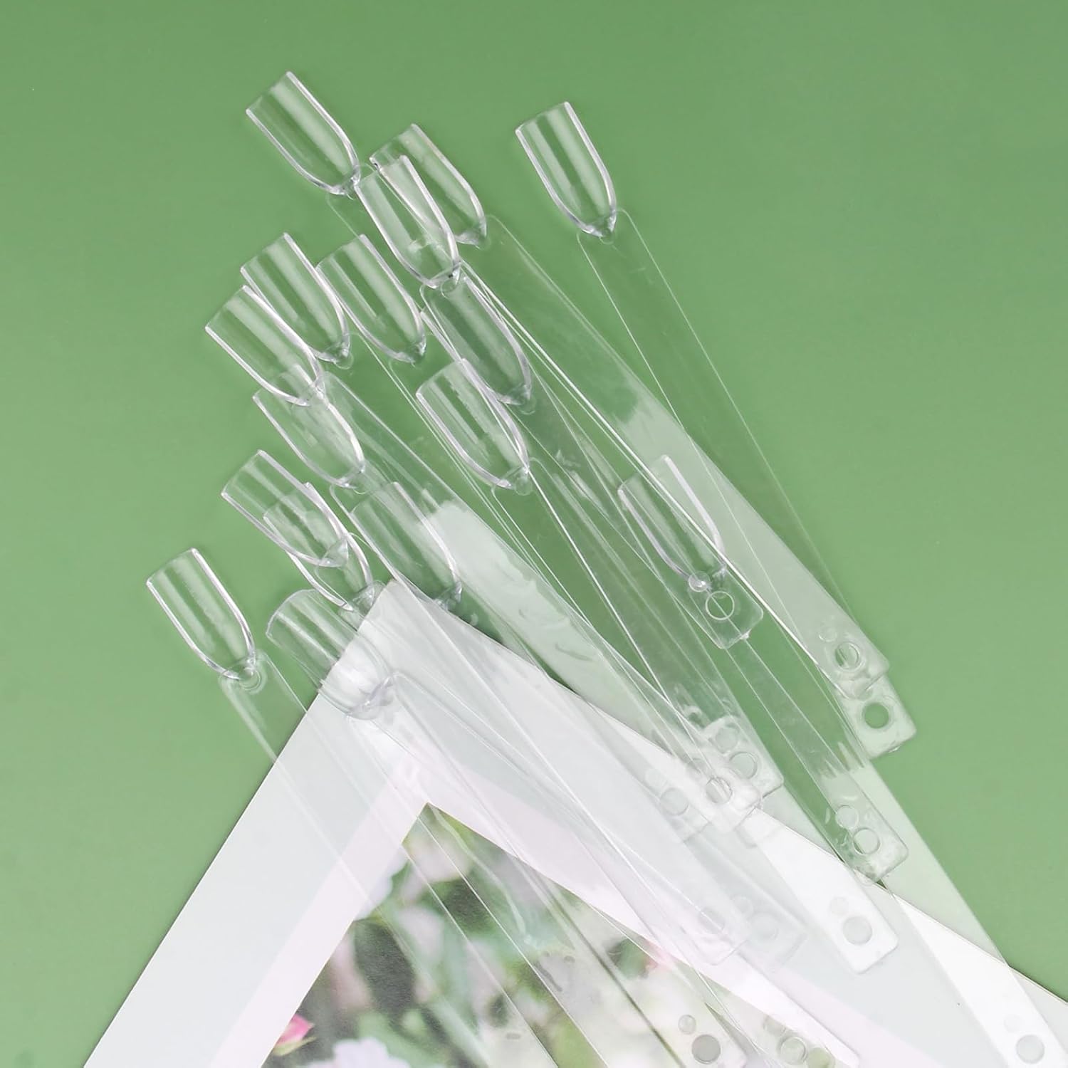 AHIER 50 PCS Transparent Nail Swatches Sticks, Fan-shaped Nail Art Tips, Nail Polish Display Board Practice Sticks with Metal Screw Holder