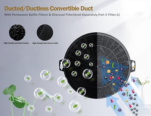 Miniatura 2 de MCBON Filtro de carbón para campana extractora, filtro de carbón para campana extractora, para inserto de campana extractora sin ventilaciónsin