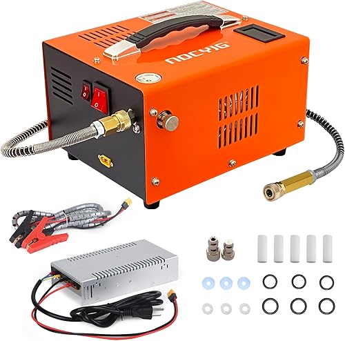 NDCYJG Pcp air compressor 4500PSI Portable PCP Compressor, 12V DC110V AC PCP Airgun Compressor Manual-stop, wExternal Power Adapter, Built-in Fan,