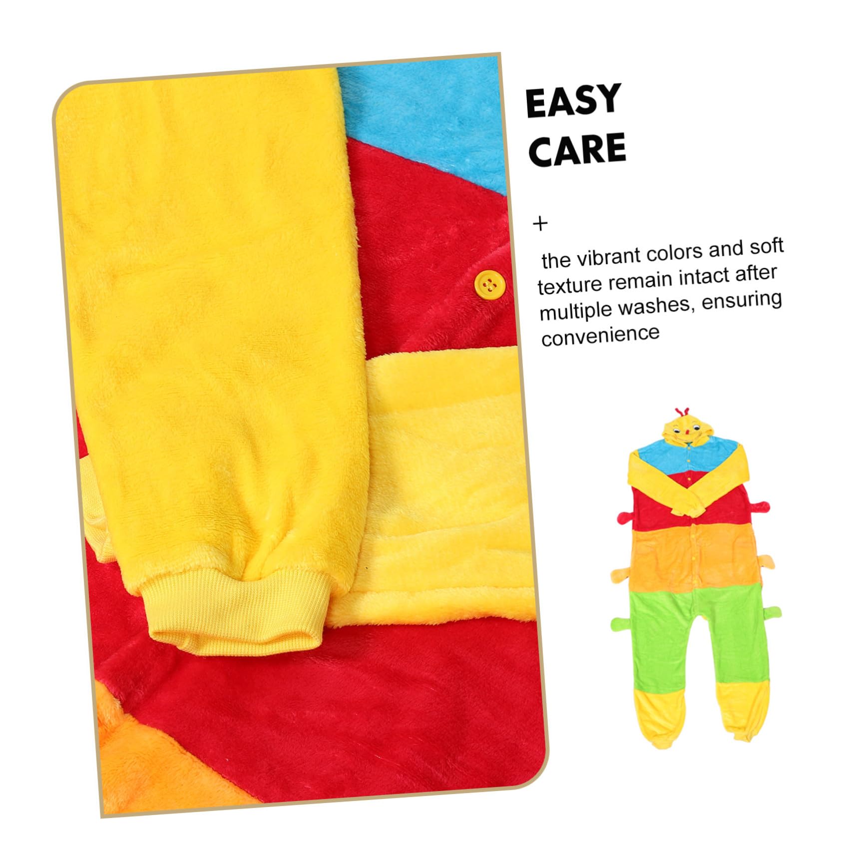 Flanell Schlafanzug Raupe Onesie für Erwachsene Bunte Cartoon Schlafbekleidung Winter Weiche Kuschelmode für Halloween Party und Gemütliches Zuhause