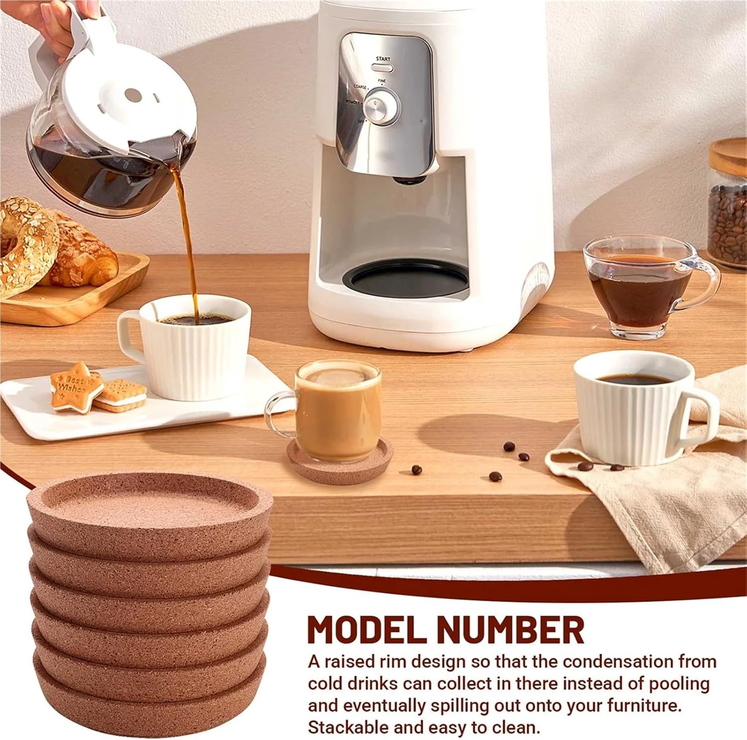 Coasters 16pcs Round Cork Coasters (4 Inch) - Absorbent Heat Resistant for Mugs