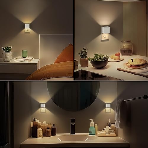 Miniatura 6 de DORESshop Luces nocturnas LED enchufables a la pared 2 unidades, luz nocturna enchufable, luz nocturna ajustable de 3 niveles, sensor de atardecer a