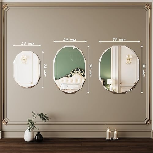 Miniatura 33 de Espejos ovalados, espejos ovalados de baño, espejo de baño de 24 x 36 pulgadas, espejos decorativos de pared, espejos de baño para sobre el Negro
