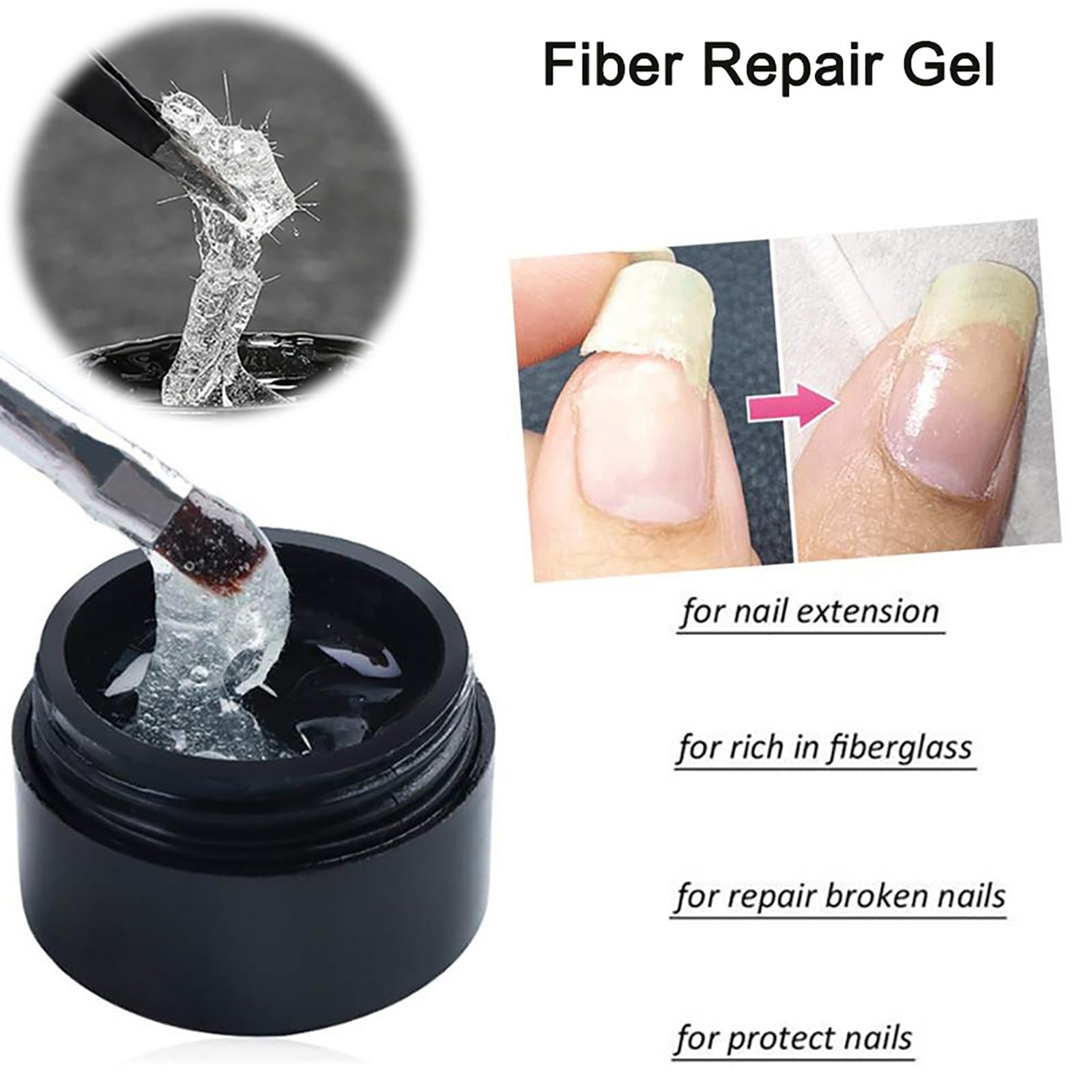 Amazon.com : Nail Repair Extend Fiber Gel, Clear Builder Base Gel