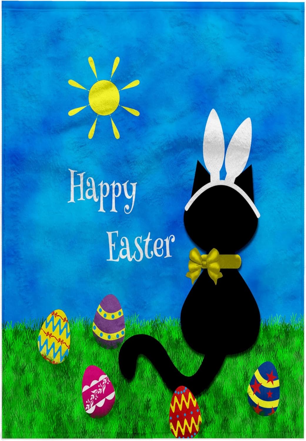 3dRose Cute Black Cat Happy Easter 22x30 Bath Hand Pool Towel