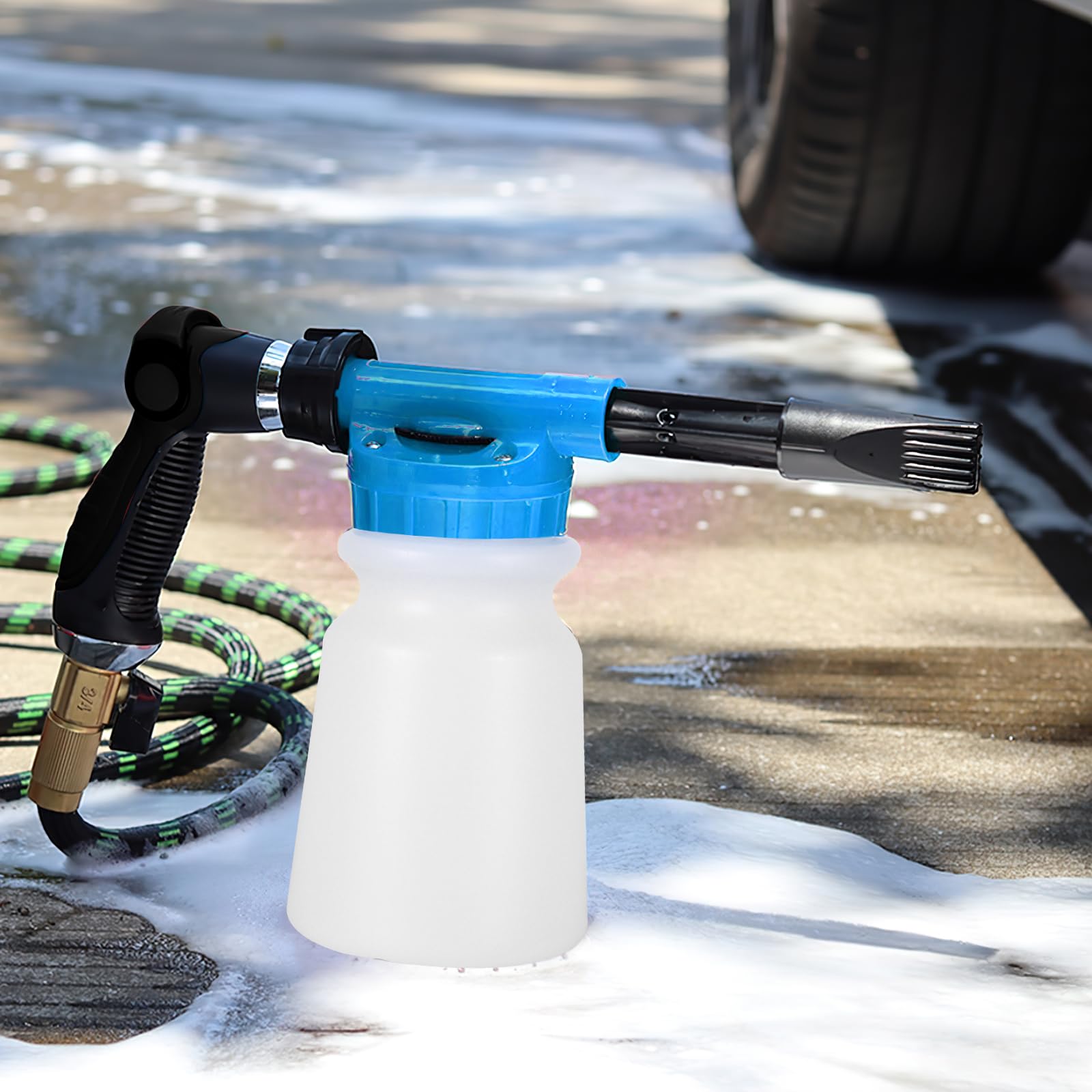 Auto-Schaumpistole, 1000ML Einstellbar für Auto, Motorrad und Gärten | Multifunktionale Reinigung, Profi Waschpistole, Gartenschlauch Schaumsprüher, Waschen Werkzeug, Schaum Pistole (Blau)