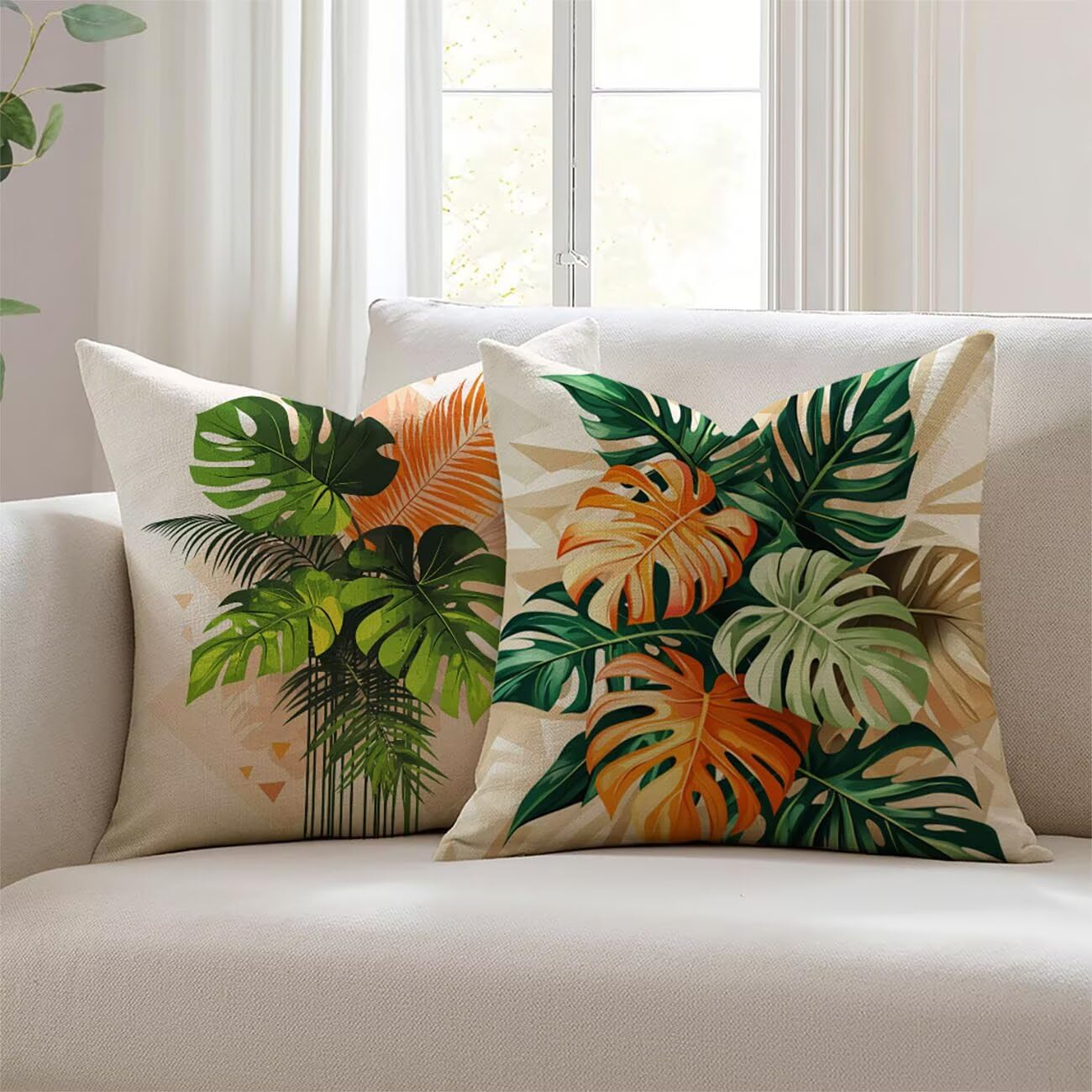 Housse de coussin 20x20inch en lin déperlant Lejnlnng pour canapé chic