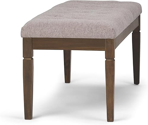 Miniatura 14 de SIMPLIHOME Waverly - Banco otomano rectangular tradicional copetudo de 48 pulgadas de ancho en piel sintética vegana marrón envejecida, ensamblado,
