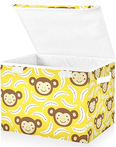 Miniatura 2 de Joko Ivery Monkey Banana - Contenedores plegables de almacenamiento para ropa, organizadores de almacenamiento de tela con asa reforzada,